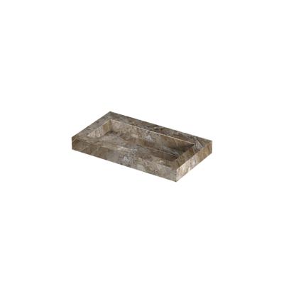 INK Pitch Wastafel keramische slab bak met drain en front en side skirts 1 kraangat 80x45x9 Earth glossy