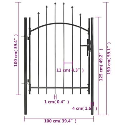 Poort 1x1,5 m staal zwart