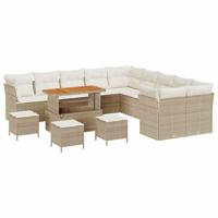 Tuinbankenset 14 pcs Beige poly rattan - thumbnail