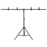 VidaXL Achtergrondstandaard t-vormig 151x60x(70-200) cm zwart - thumbnail