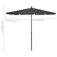 Parasol met paal 210x140 cm antracietkleurig - thumbnail