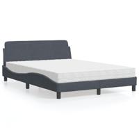 Bed met matras "Dover" fluweel donkergrijs 140x190 cm - thumbnail