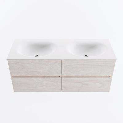 MONDIAZ VICA 120cm badmeubel onderkast Underlayment 4 lades. Wastafel MOON dubbel 2 kraangaten, kleur Talc.