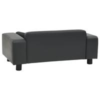 Hondenbank 81x43x31 cm pluche en kunstleer donkergrijs - thumbnail