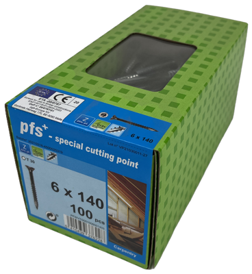 pgb-Europe PFS+ | Spaanplaatschroef PFS+ VZK-T Ø 6x140 Zn | 100 st - PFWVTG001006001403