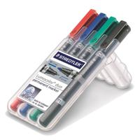 Staedtler Lumocolor duo 348 WP4 Permanent marker Rood, Blauw, Groen, Zwart Watervast: Ja - thumbnail