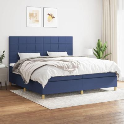 Boxspring met matras stof blauw 200x200 cm