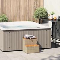 Hottub-opstap 50x50x50,5cm poly rattan&massief acaciahout beige - thumbnail