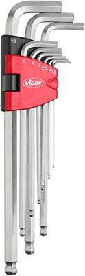 Vigor Haakse schroevendraaierset Inbus 1.5 mm, 2 mm, 2.5 mm, 3 mm, 4 mm, 5 mm, 6 mm, 8 mm, 10 mm 9-delig