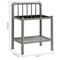 Nachtkastjes 2 st metaal en glas grijs en zwart - thumbnail