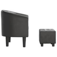 Kuipstoel met voetenbankje kunstleer grijs - thumbnail