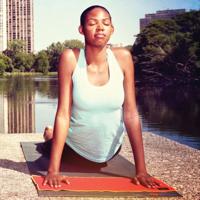 Yoga handdoek (hand) rood/geel - thumbnail