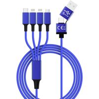 Smrter SMRTER_ELITE_L_NB USB-laadkabel USB-A stekker, USB-C stekker, Apple Lightning stekker, Apple Lightning stekker, USB-micro-B stekker 1.20 m Navy-blauw - thumbnail