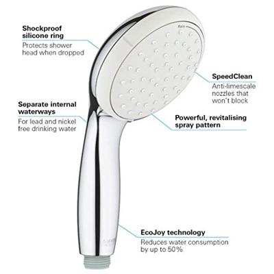 Badset GROHE Tempesta New 2-standen 125 cm Doucheslang Chroom / Wit Badset GROHE Tempesta New 2-standen 125 cm Doucheslang Chroom / Wit