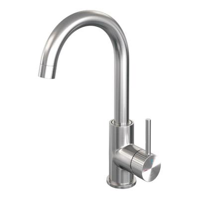 Brauer Stripe hoge opbouw wastafelmengkraan met draaibare ronde uitloop model A RVS-kleurig geborsteld PVD