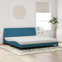 Bed met matras fluweel blauw 200x200 cm - thumbnail