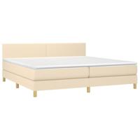 Boxspring met matras stof crèmekleurig 200x200 cm - thumbnail