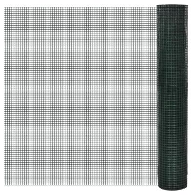 VidaXL Kippengaas 10x1 m gegalvaniseerd staal met pvc-coating groen
