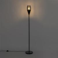 QAZQA Moderne vloerlamp zwart met smoke glas - Drop - thumbnail