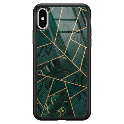 iPhone XS Max glazen hardcase - Abstract groen
