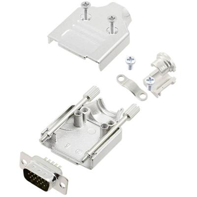 TRU COMPONENTS TCMHDM09HDP15K 7709220 D-sub male connectorset 180 ° Aantal polen: 15 Soldeerkelk 1 stuk(s)