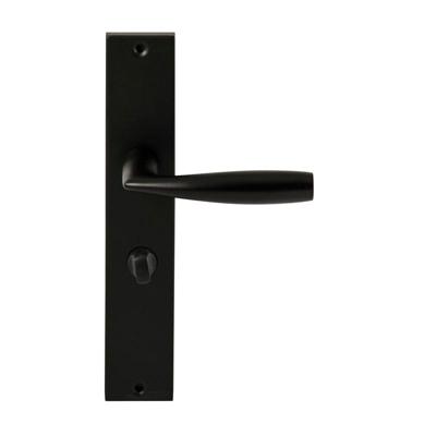 Hardbrass Deurkruk Naxos op rechthoekig langschild WC63/8mm - zwart Hardbrass Deurkruk Naxos op rechthoekig langschild WC63/8mm - zwart