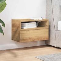 Nachtkastje wandgemonteerd 45x26x28,5 cm artisanaal eikenkleur - thumbnail