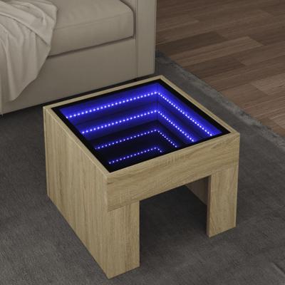 Salontafel met Infinity LED 40x40x30 cm sonoma eikenkleurig
