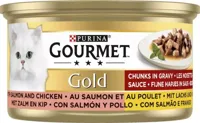 Gourmet Gold Fijne Hapjes in Saus met Zalm en Kip kattenvoer nat 85 gram - thumbnail