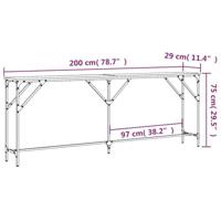 Wandtafel 200x29x75 cm bewerkt hout bruin eikenkleur - thumbnail