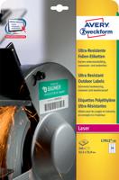 Avery-Zweckform L7912-10 Folie-etiketten 63.5 x 33.9 mm Polyethyleen folie Wit 240 stuk(s) Permanent hechtend Laser (kleur), Laser (zwart/wit), Kopiëren - thumbnail