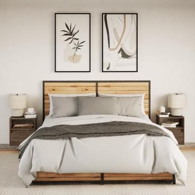 Nachtkastjes met LED's 2 st wandgemonteerd bruin eikenkleur Nachtkastjes met LED's 2 st wandgemonteerd bruin eikenkleur