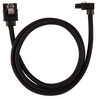Corsair Premium SATA3-kabel, schuin/recht (6Gbps, 60 cm 90 graden), met ommanteling, zwart