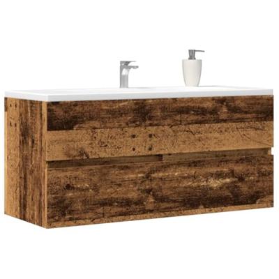 Wastafelkast 100x38,5x45 cm bewerkt hout oud houtkleurig