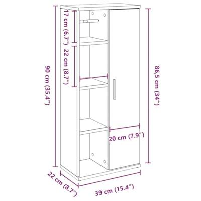 Badkamerkast met rolhouder 39x22x90 cm sonoma eikenkleurig