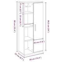 Badkamerkast met rolhouder 39x22x90 cm sonoma eikenkleurig - thumbnail