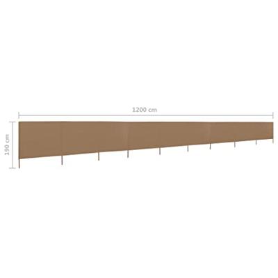 VidaXL Windscherm 9-panelen 1200x160 cm stof taupe VidaXL Windscherm 9-panelen 1200x160 cm stof taupe