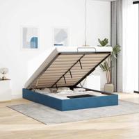Ottoman bedframe zonder matras 140x200 cm fluweel donkerblauw - thumbnail