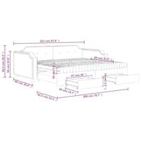 Slaapbank met onderschuifbed en lades 80x200 cm stof zwart - thumbnail