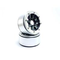 Metsafil 1:10 Crawler Velgen Gear Zwart-zilver 1 paar - thumbnail