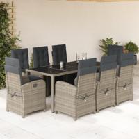 9-delige Tuinset met kussens poly rattan grijs - thumbnail