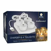 Theelichten Oplader met 4 LED voor usb - thumbnail