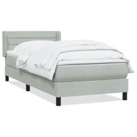 Boxspring met matras fluweel lichtgrijs 90x220 cm - thumbnail