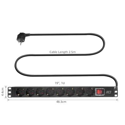 ACT PD3005 Stekkerdoos 8-voudig ACT PD3005 Stekkerdoos 8-voudig