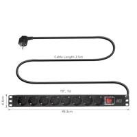 ACT Stekkerdoos PDU 19 inch CEE7/7 8-voudig type F. 2.5m H05VV-F 3G1.5 - thumbnail