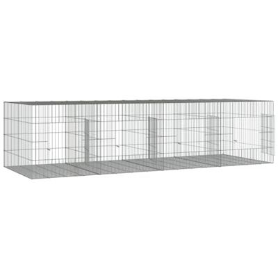 Konijnenkooi met 4 panelen 217x79x54 cm gegalvaniseerd ijzer - thumbnail