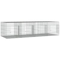 VidaXL Konijnenkooi met 4 panelen 217x79x54 cm gegalvaniseerd ijzer - thumbnail