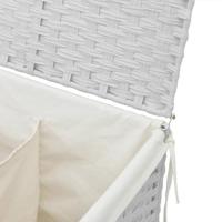 Wasmand met 2 vakken 53x35x57 cm poly rattan wit - thumbnail