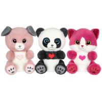 Pluche kat - GIPSY TOYS - BERRY - Frambozenroze - 23 cm - Hartje op zijn buik - thumbnail