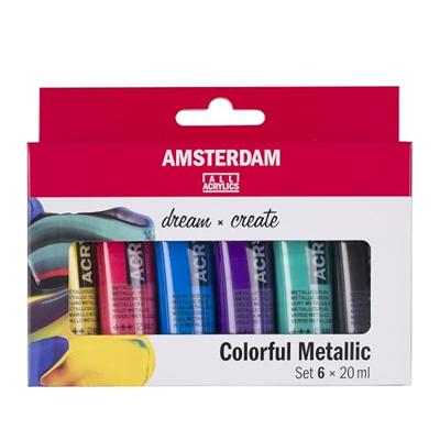 Bruynzeel Amsterdam standard series acrylverf kleurrijke metallic set 20ml, 6dlg. - thumbnail